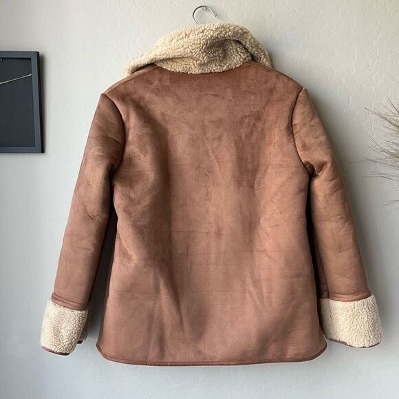 NEW Tuckernuck Jacket Shearling Fleece Quarter Zip Coat Brown Tan Size XS - Picture 5 of 7